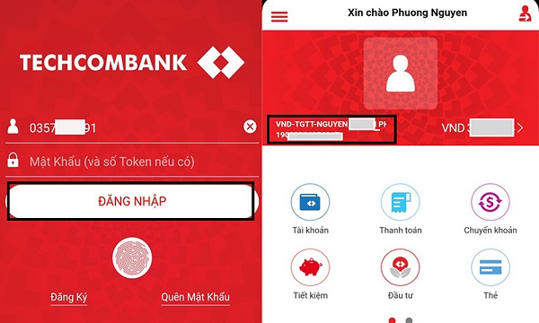 tra số tài khoản techcombank