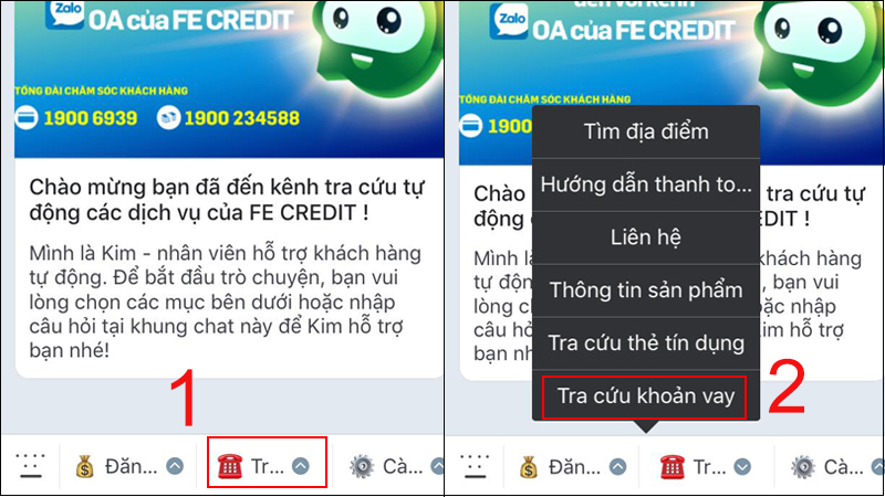 Tra cứu FE Credit qua zalo