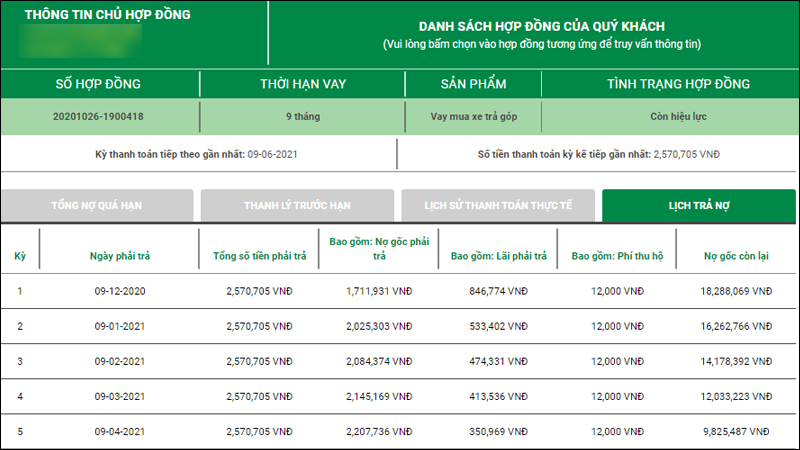 Kết quả tra cứu