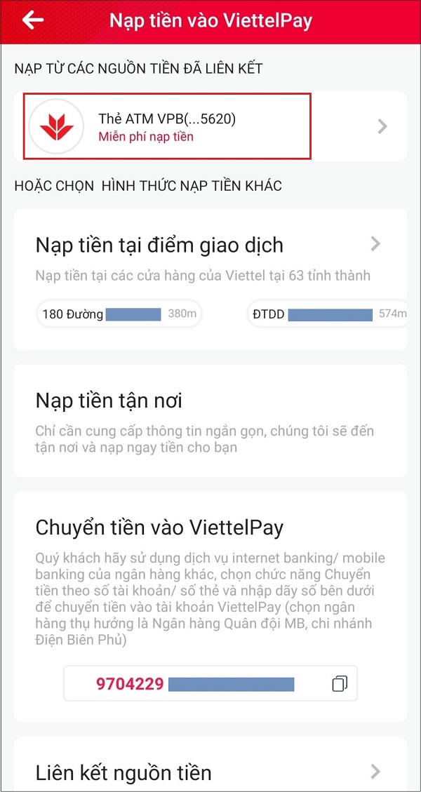 Chọn thẻ ATM