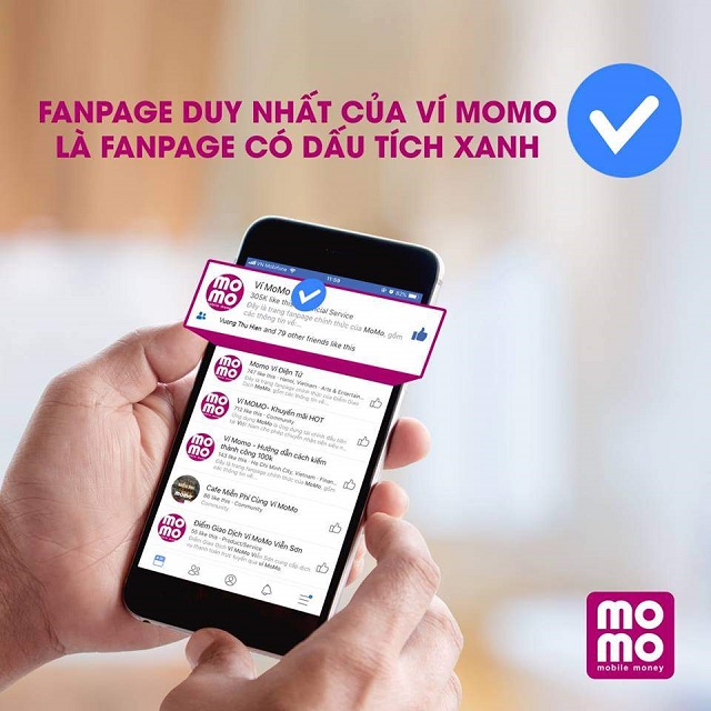 Momo chỉ có một Fanpage duy nhất có tích xanh