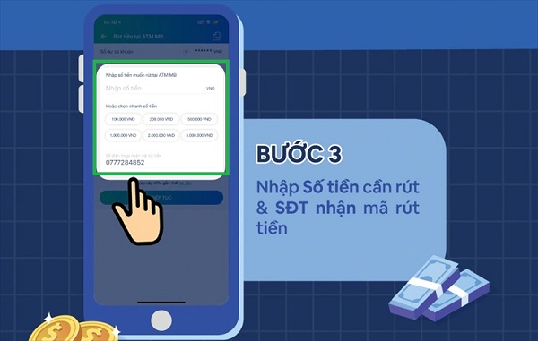 Nhập Số tiền bạn cần rút