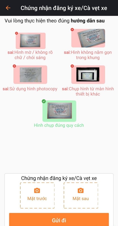 Chụp ảnh đăng ký/cavet xe