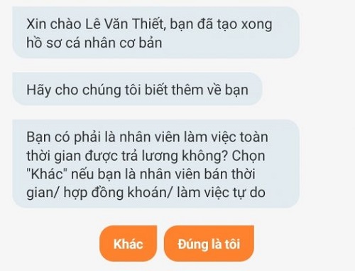 cập nhật thông tin công việc hiện tại