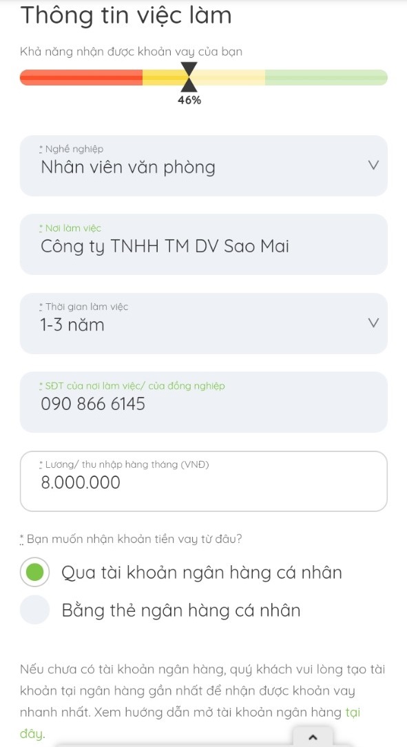 Doctor Đồng - Vay tiền Dr Đồng 10 Triệu chỉ cần CMND lãi 0% 34 Bước 4. Thông tin công việc
